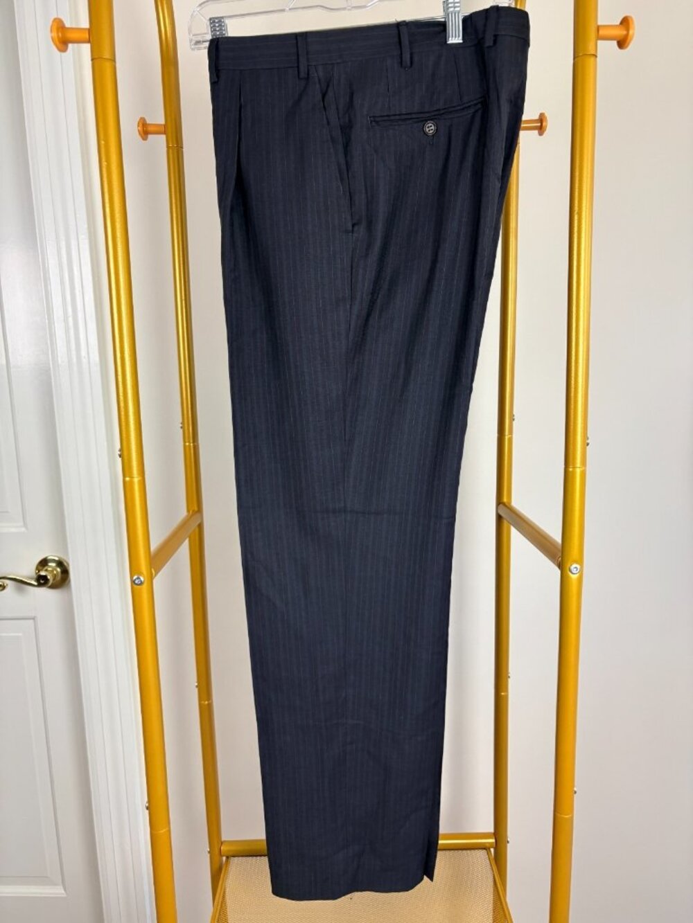 CANALI Mens Dark Gray Pinstriped Dress Pants 33 waist
